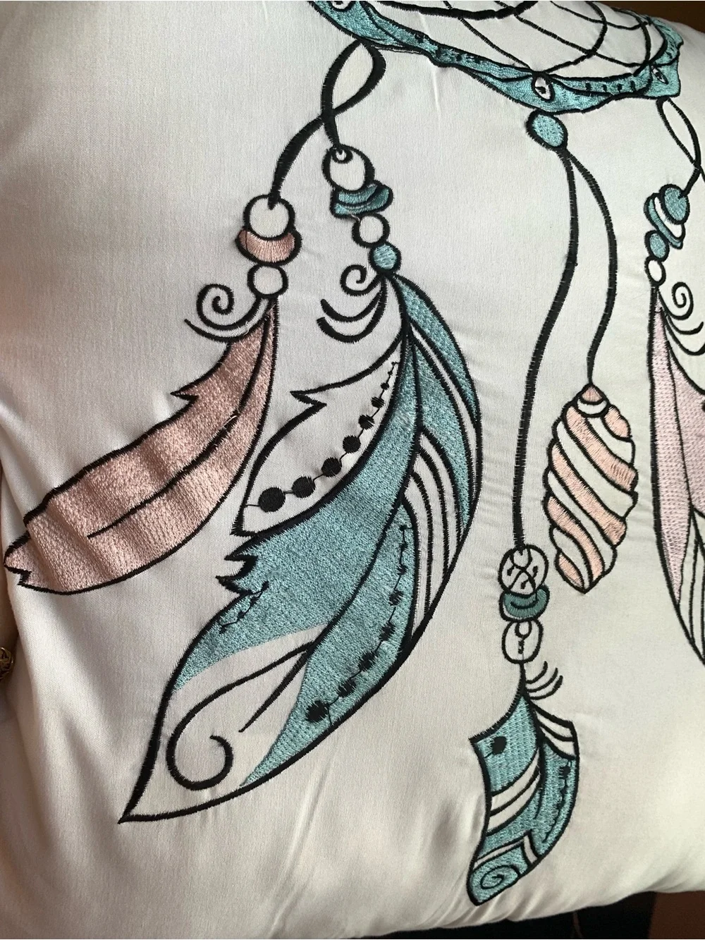 Dreamcatcher & Feather Decorative Throw Pillow - set of 2-Pink, Teal, Black
